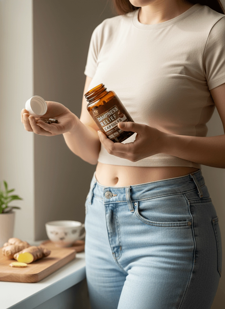Woman with Dampness Relief Capsules