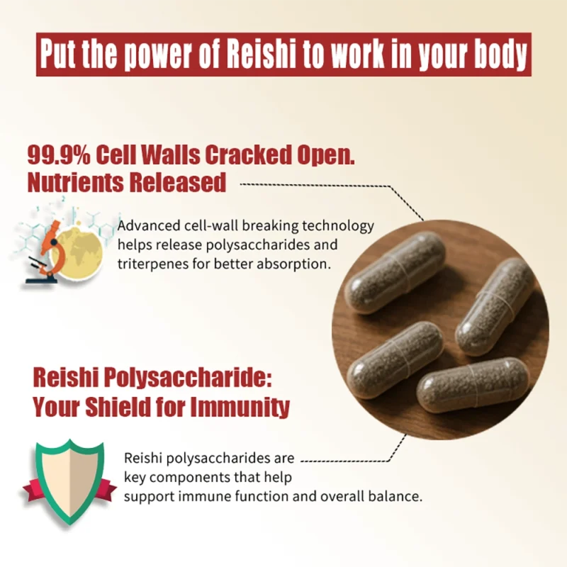 Reishi cell-wall broken technology - Releases nutrients for immune support