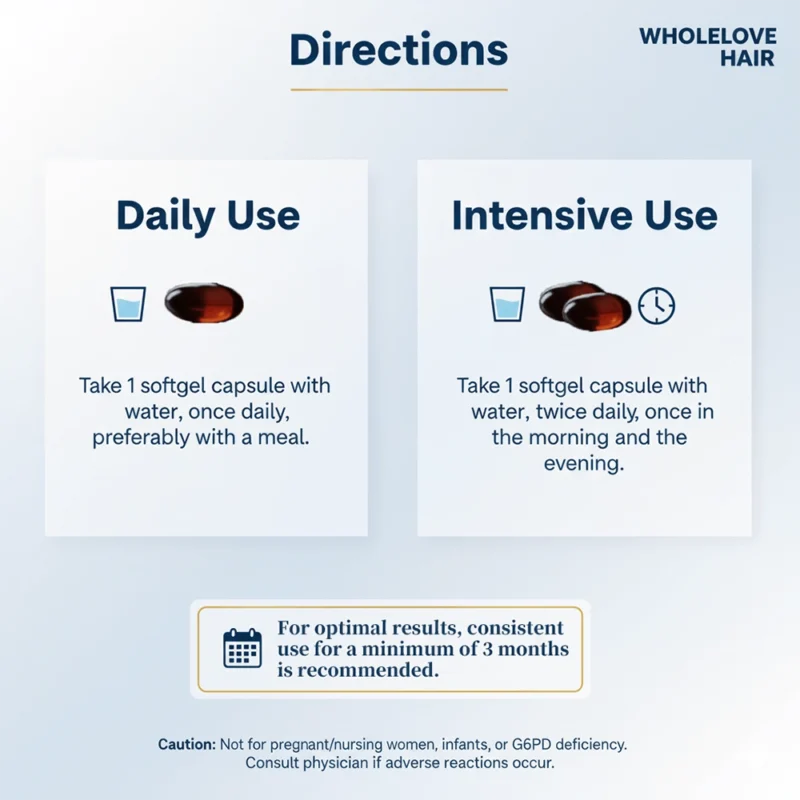 WHOLELOVE HAIR dosage directions - take 1-2 softgel capsules daily with water