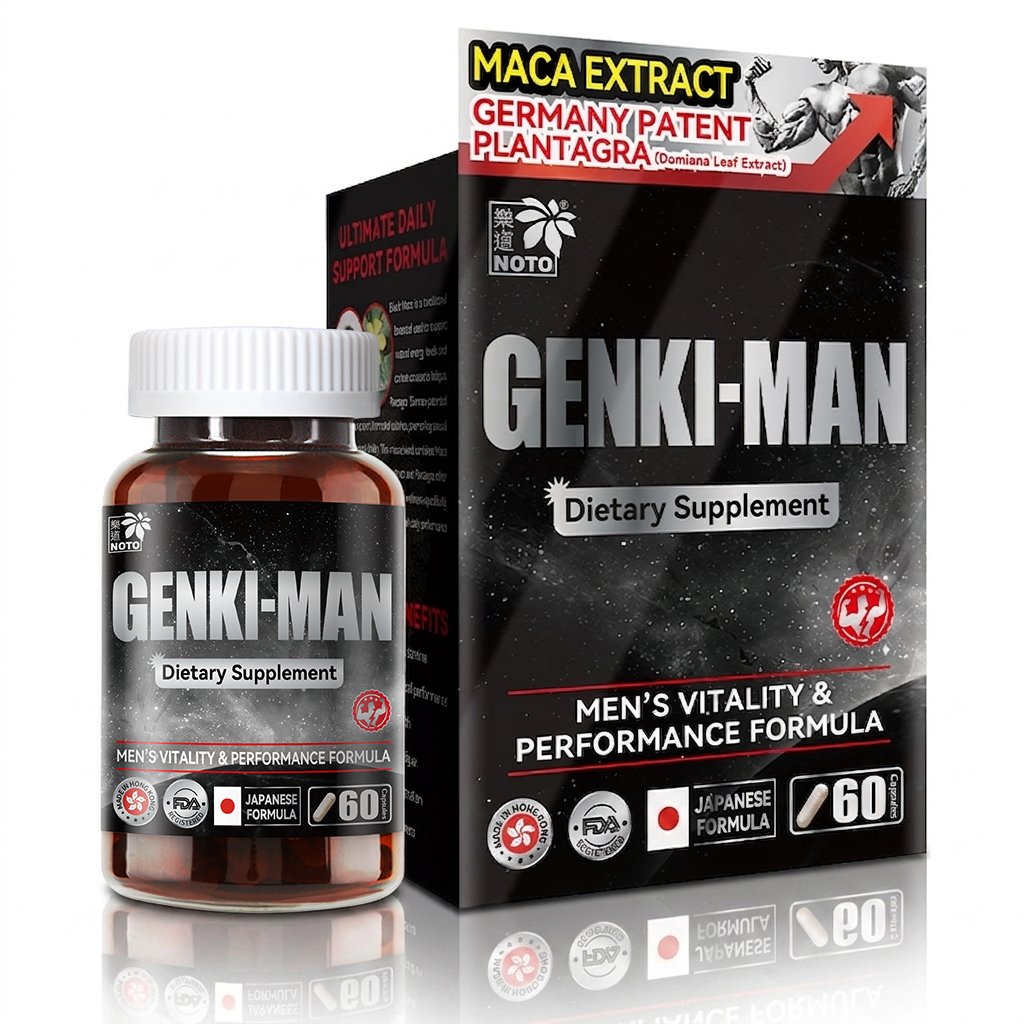GENKI-MAN Men Is Vitality And Performance Supplement with Black Maca And Plantagra